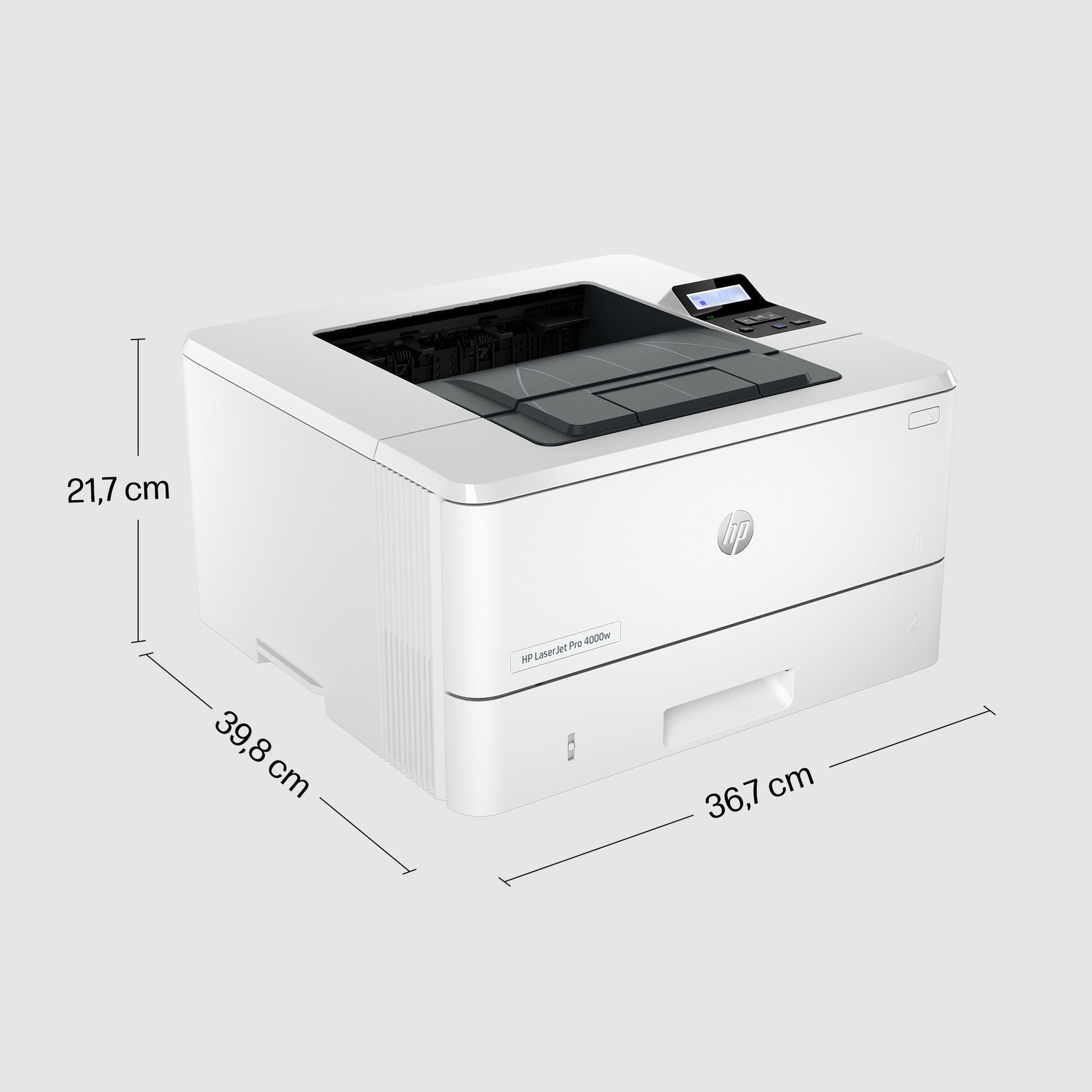 HP LaserJet Pro 4002dw – A4, S/W, Duplex, 40 S./Min., 1200 × 1200 dpi, WLAN/LAN/USB, Papier: 350 Blatt
