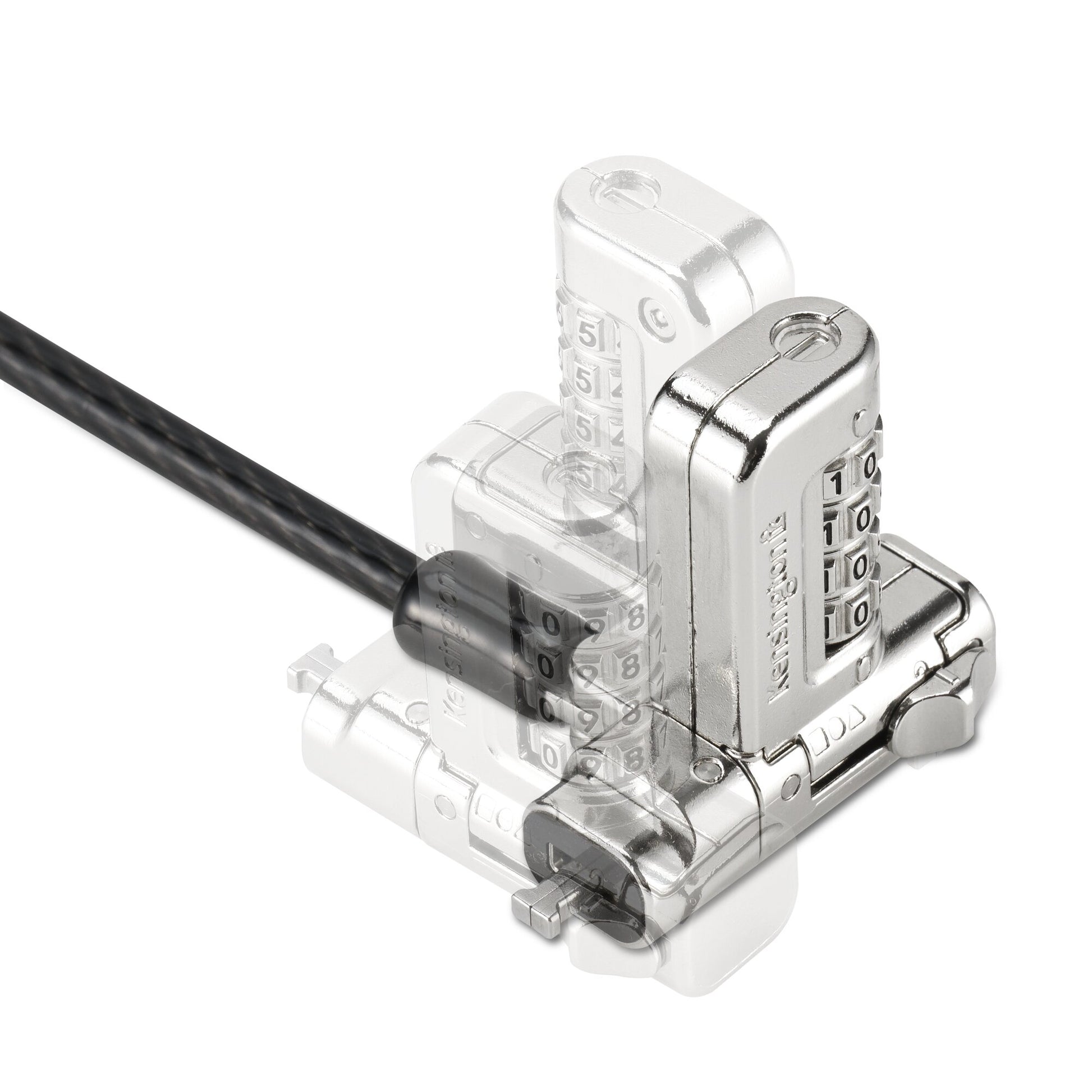 Kensington Universelles 3-in-1 Kombinationsschloss für Notebooks – 1,8 m Kabel, Karbonstahl – Schwarz