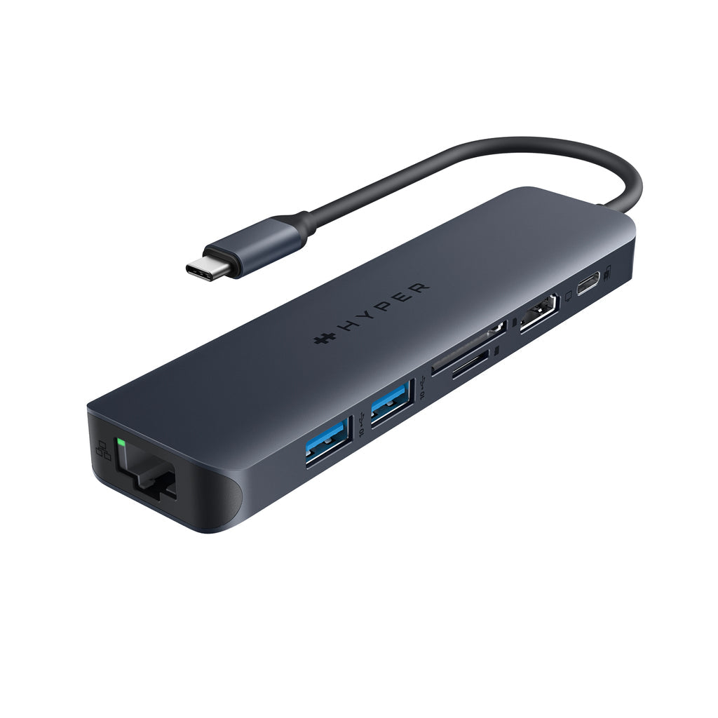 HYPER HD4003GL Multiport-Adapter – USB-C, 1× HDMI, 2× USB-A, 1× USB-C, 100 W PD, GbE, SD/microSD