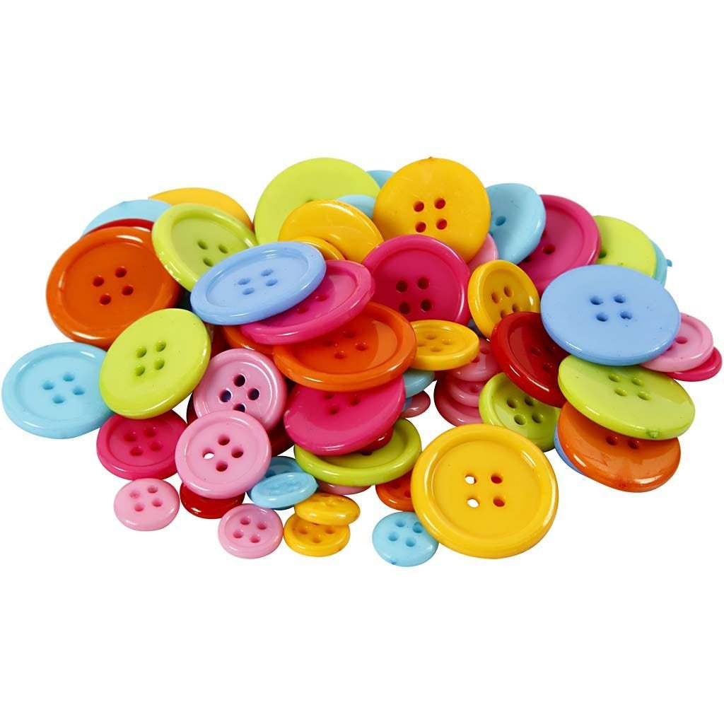 Creativ Company Knöpfe Ø 10 mm – Kunststoff, mehrfarbig, 500 g