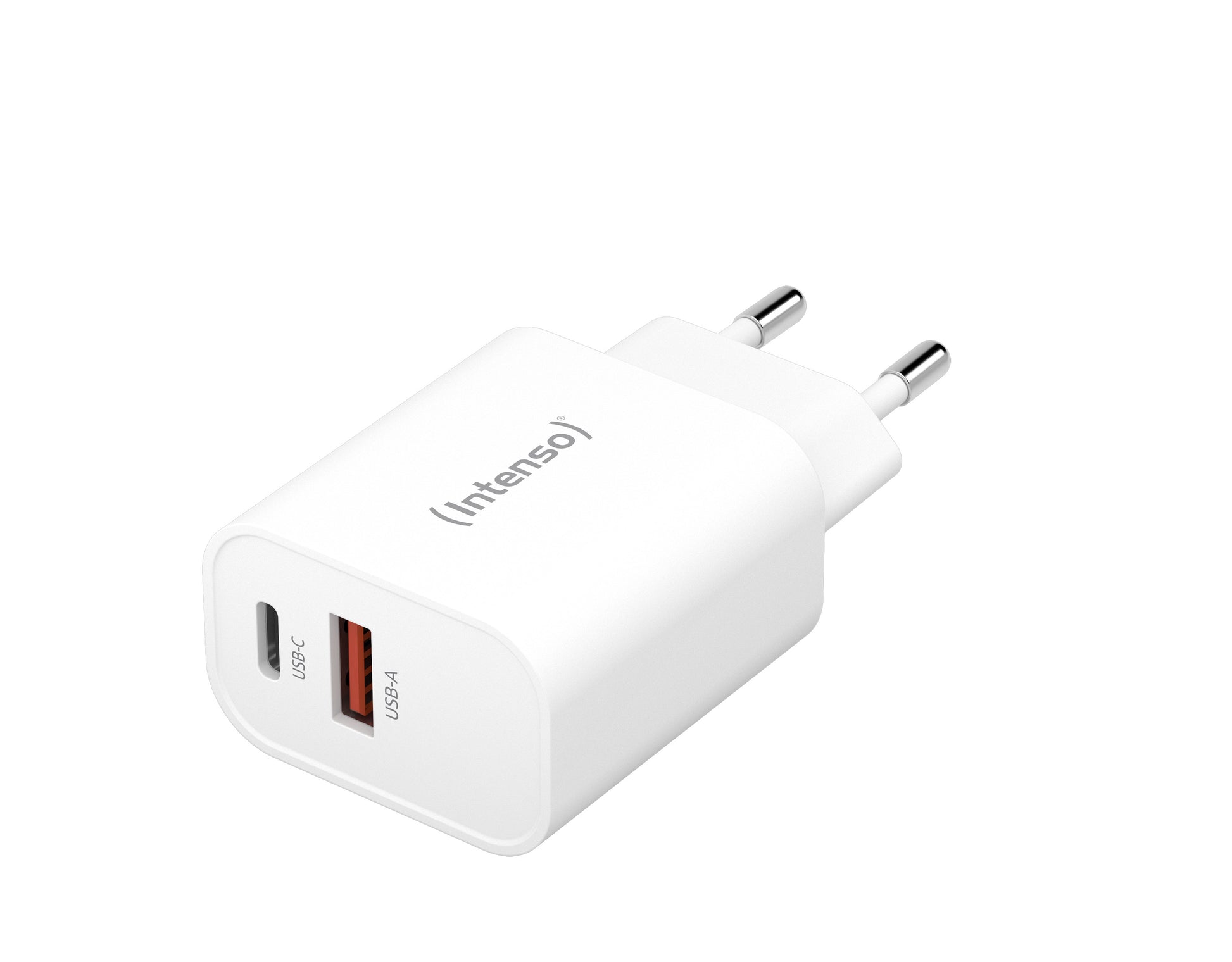 Intenso W30AC USB-Wandladegerät 30 W – USB-C×1, USB-A×1 – PD – EU-Stecker (Typ C) – Weiss
