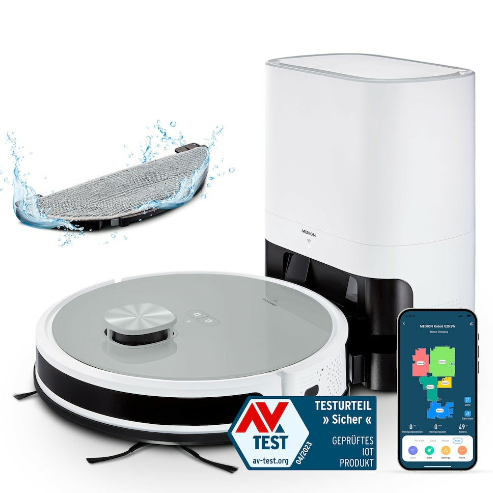 MEDION Robotersauger X21 – 0,6 l, Akkubetrieb, 3,0 kg, für Amazon Alexa