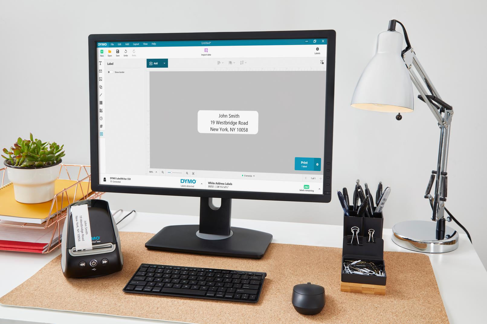 DYMO LabelWriter 550 – Etikettendrucker, Thermodirekt, USB, 300 dpi, für LabelWriter-Etiketten bis 56 mm
