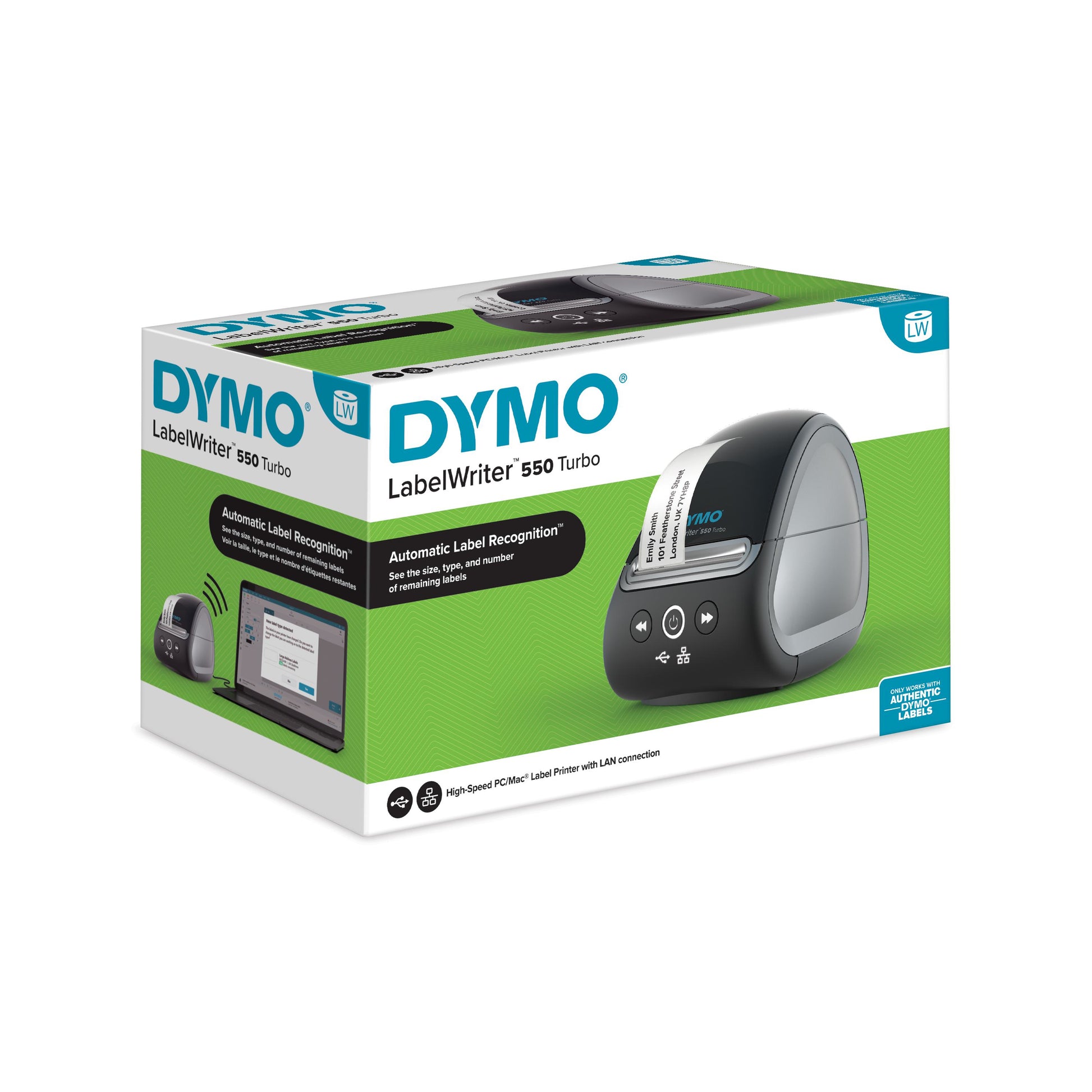 DYMO 550 Turbo – Etikettendrucker, Thermodirekt, für LabelWriter-Etiketten bis 56 mm, USB, 300 dpi