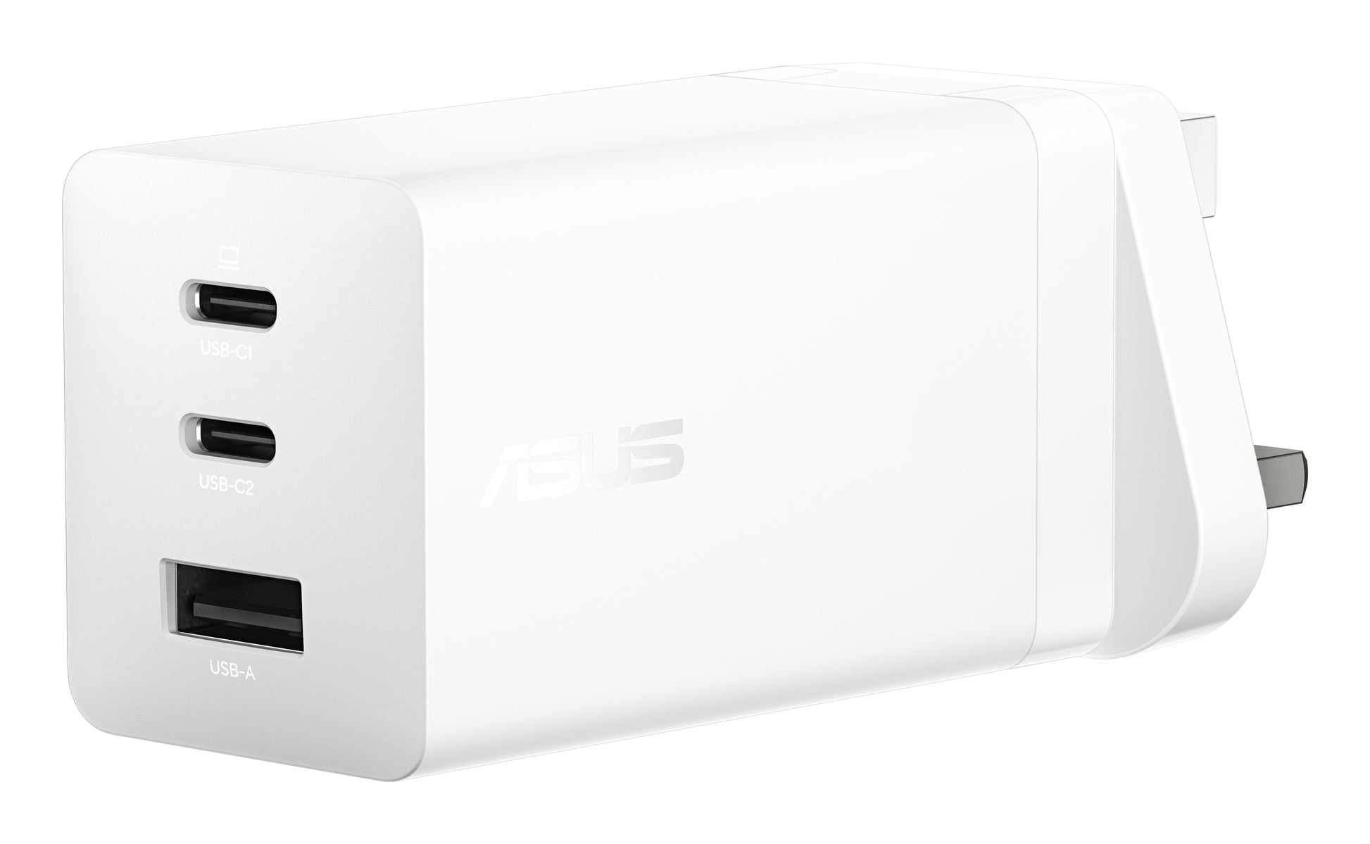 ASUS USB-Wandladegerät 100 W – PD, GaN – USB-C×2, USB-A×1 – Weiss