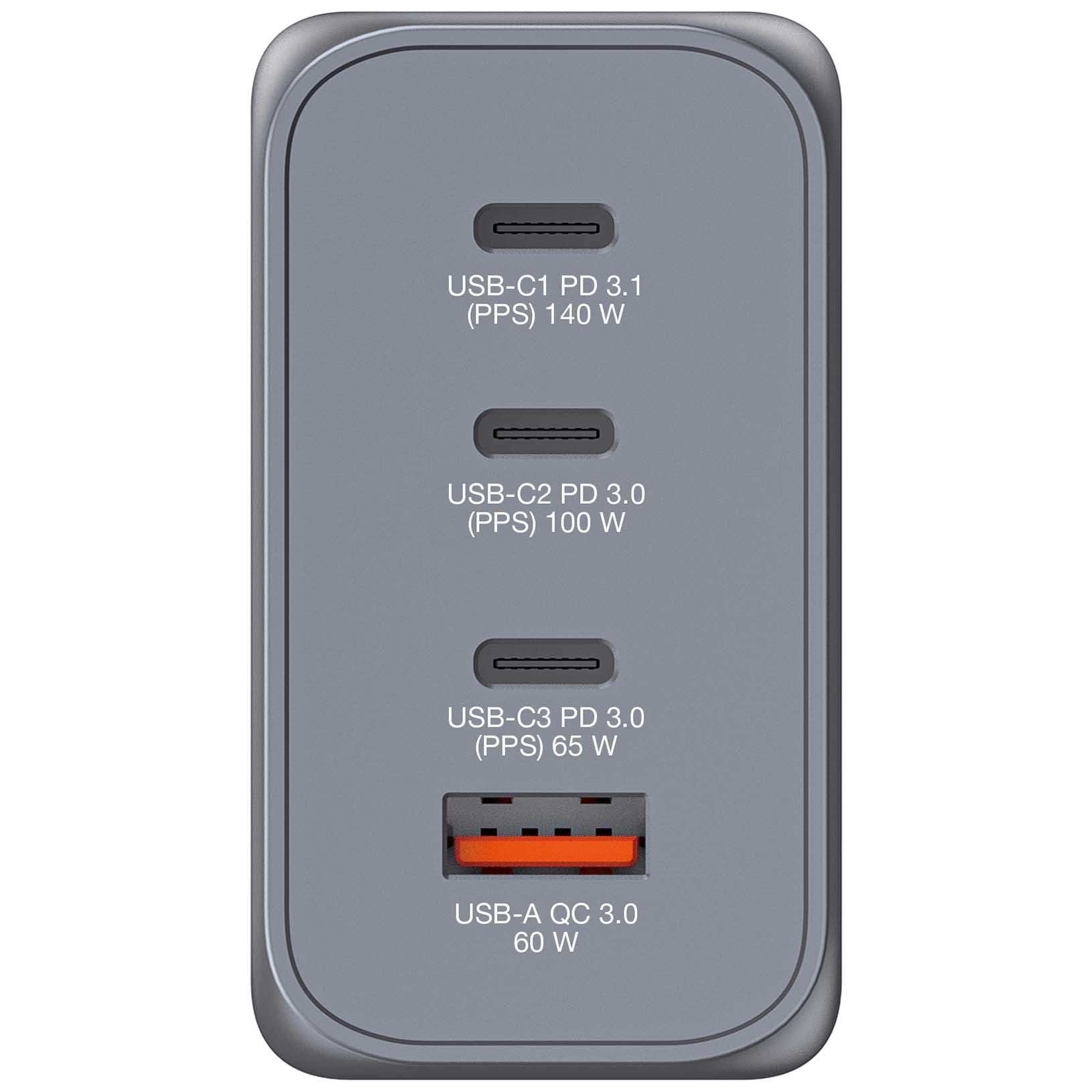 Verbatim GNC-240 Netzteil (EU/UK/US) – 240 W, 1× USB-C + 1× USB-A, QC 3.0, GaN