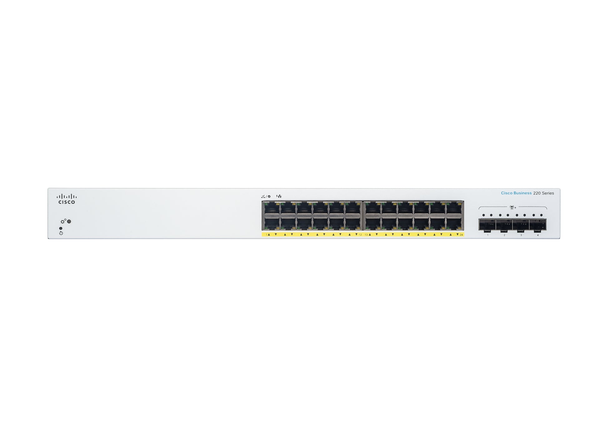 Cisco CBS220-24P-4X – Managed Switch – 24×GbE, 4×10G SFP+, L2, PoE+ 195 W, 1U