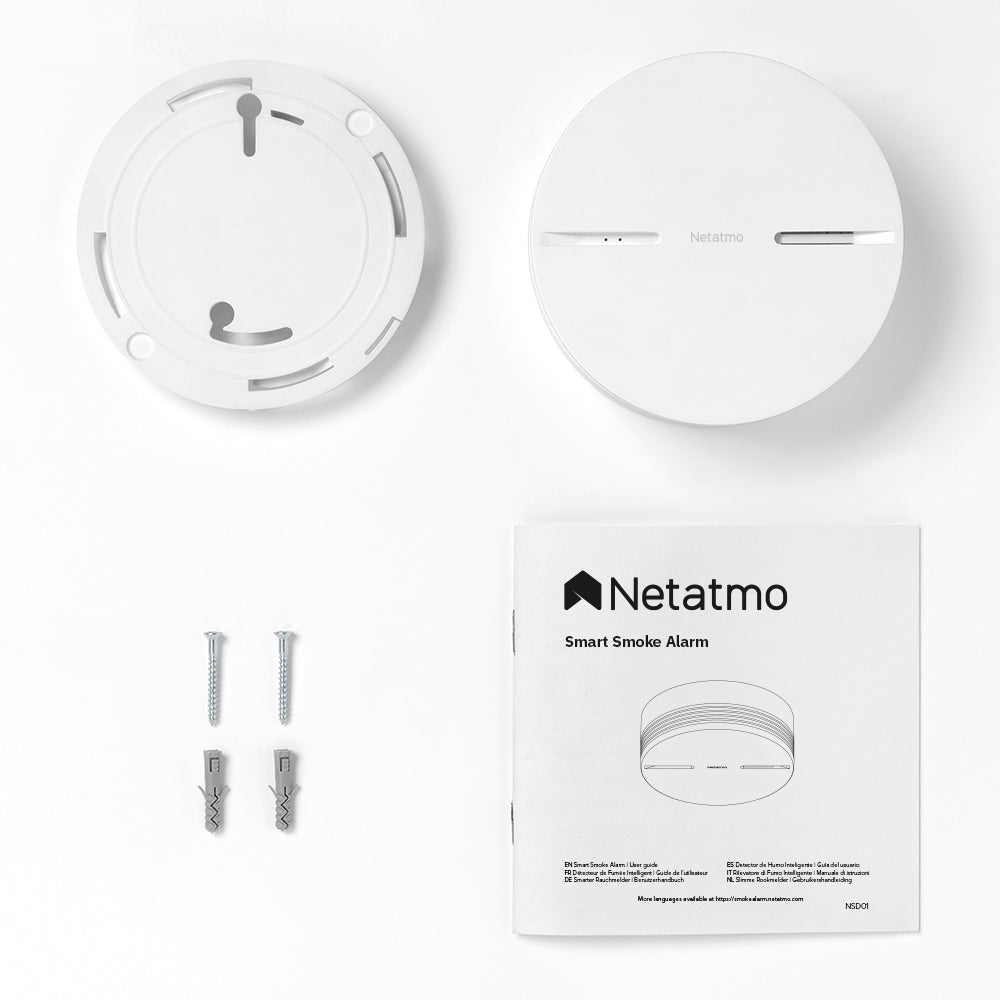 Netatmo NA-NSA-EC – WLAN-Rauchmelder, vernetzbar, 10-Jahres-Batterie, 85 dB – Weiss, für Apple HomeKit