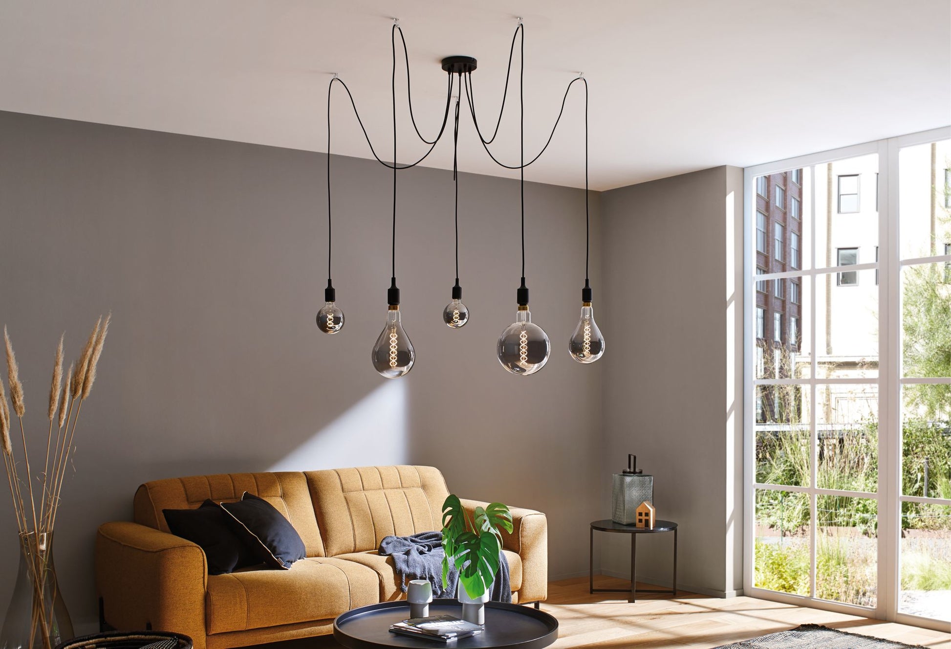 Paulmann Deckenleuchte Neordic Ketil – Ø 15 × 200 cm, 100 W, dimmbar, 5× E27, exkl. Leuchtmittel, schwarz