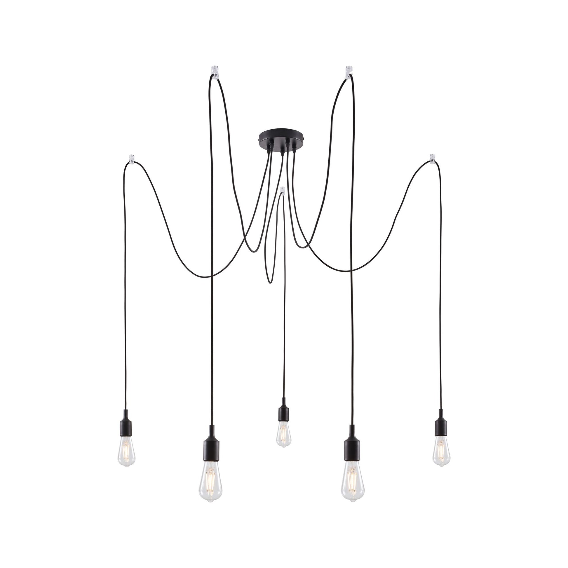 Paulmann Deckenleuchte Neordic Ketil – Ø 15 × 200 cm, 100 W, dimmbar, 5× E27, exkl. Leuchtmittel, schwarz