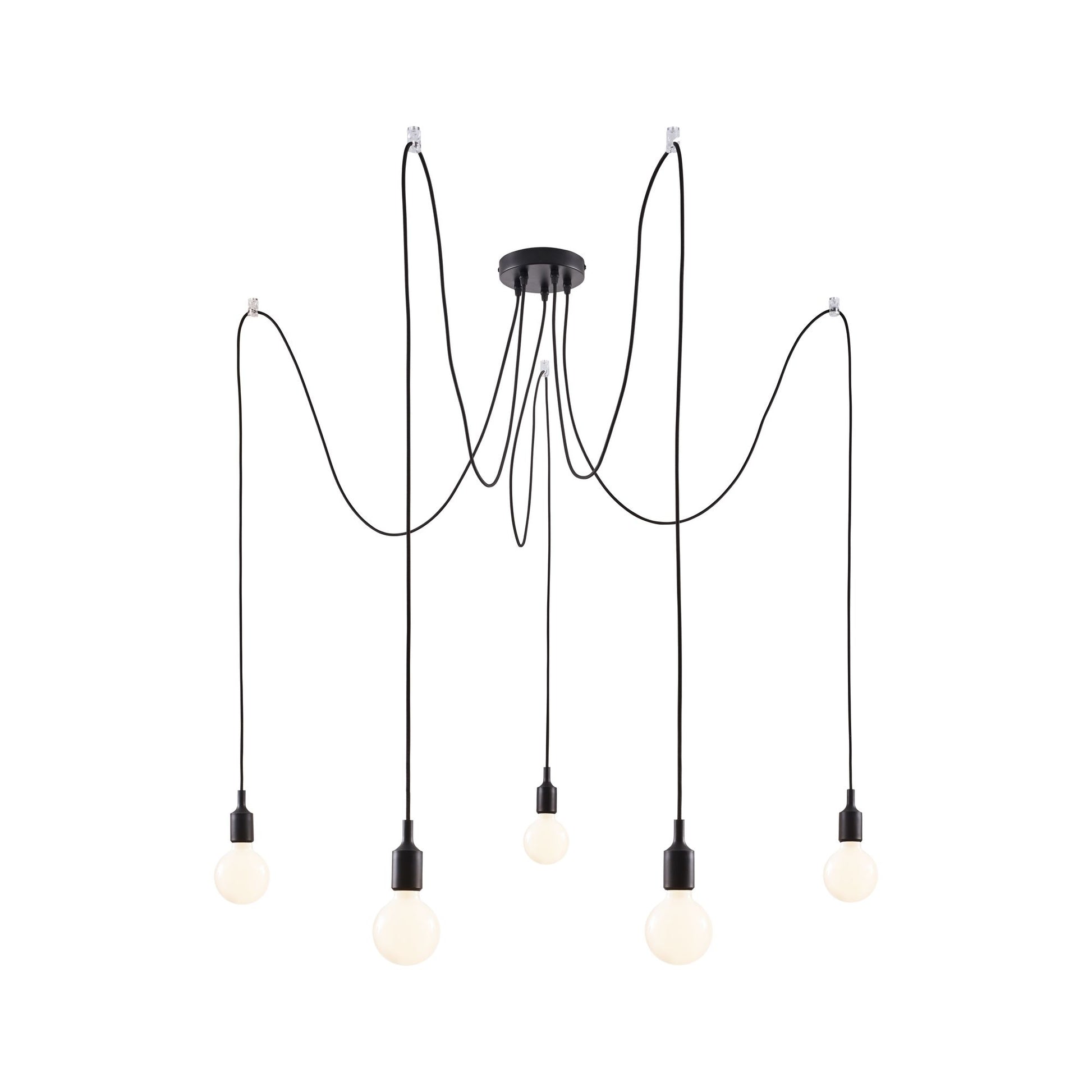 Paulmann Deckenleuchte Neordic Ketil – Ø 15 × 200 cm, 100 W, dimmbar, 5× E27, exkl. Leuchtmittel, schwarz