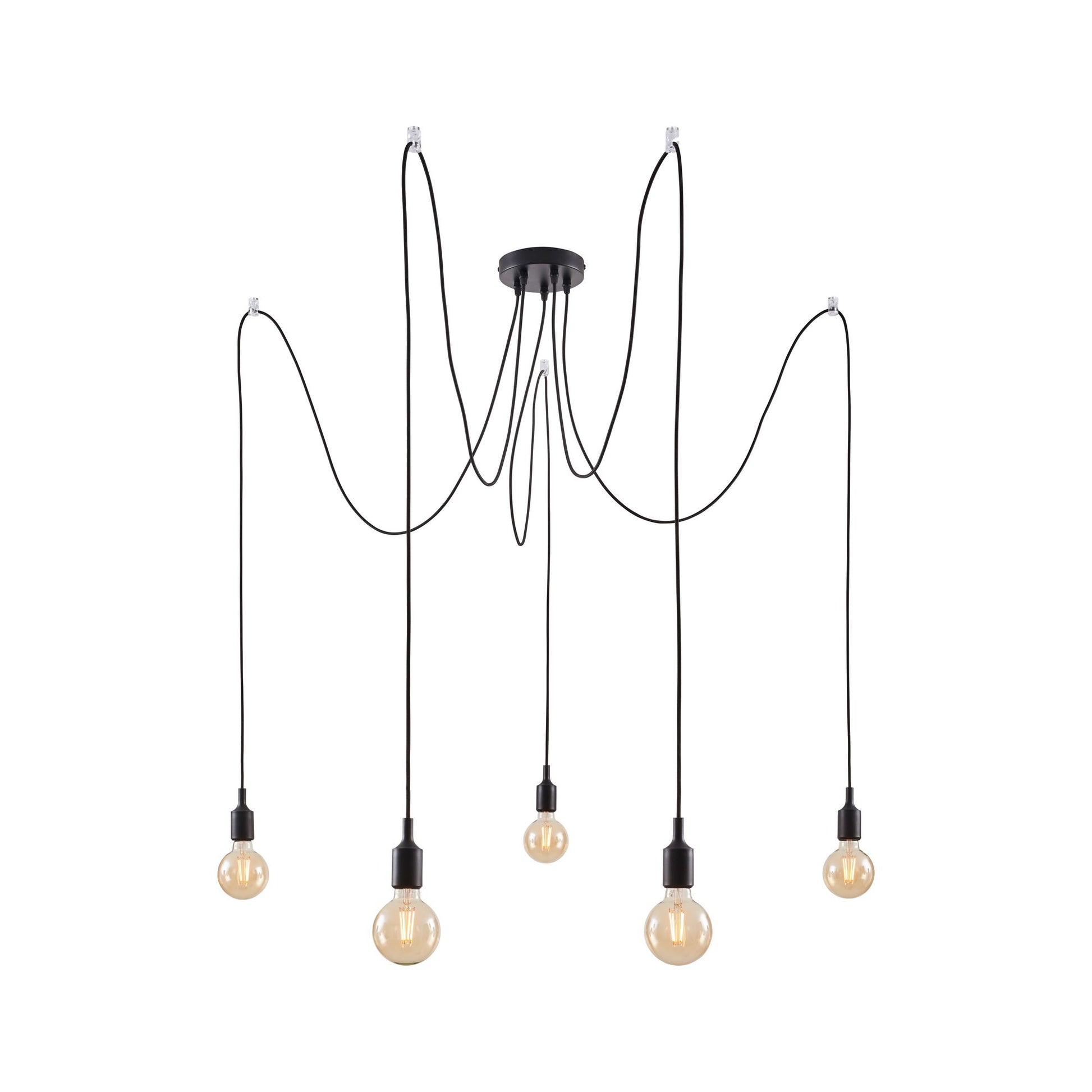 Paulmann Deckenleuchte Neordic Ketil – Ø 15 × 200 cm, 100 W, dimmbar, 5× E27, exkl. Leuchtmittel, schwarz
