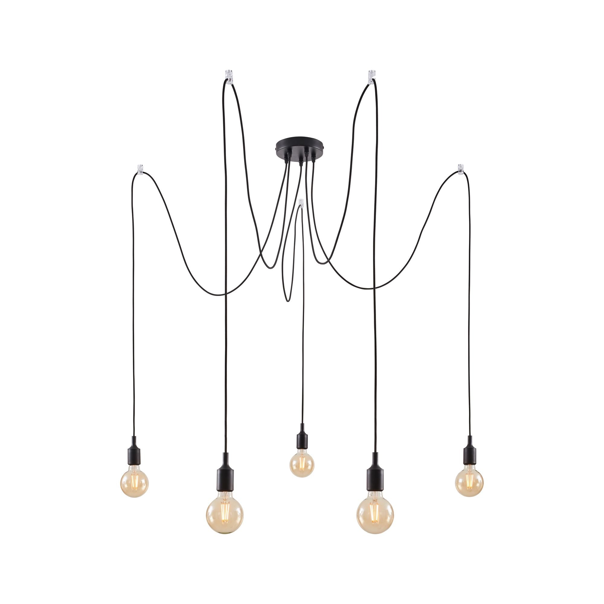 Paulmann Deckenleuchte Neordic Ketil – Ø 15 × 200 cm, 100 W, dimmbar, 5× E27, exkl. Leuchtmittel, schwarz