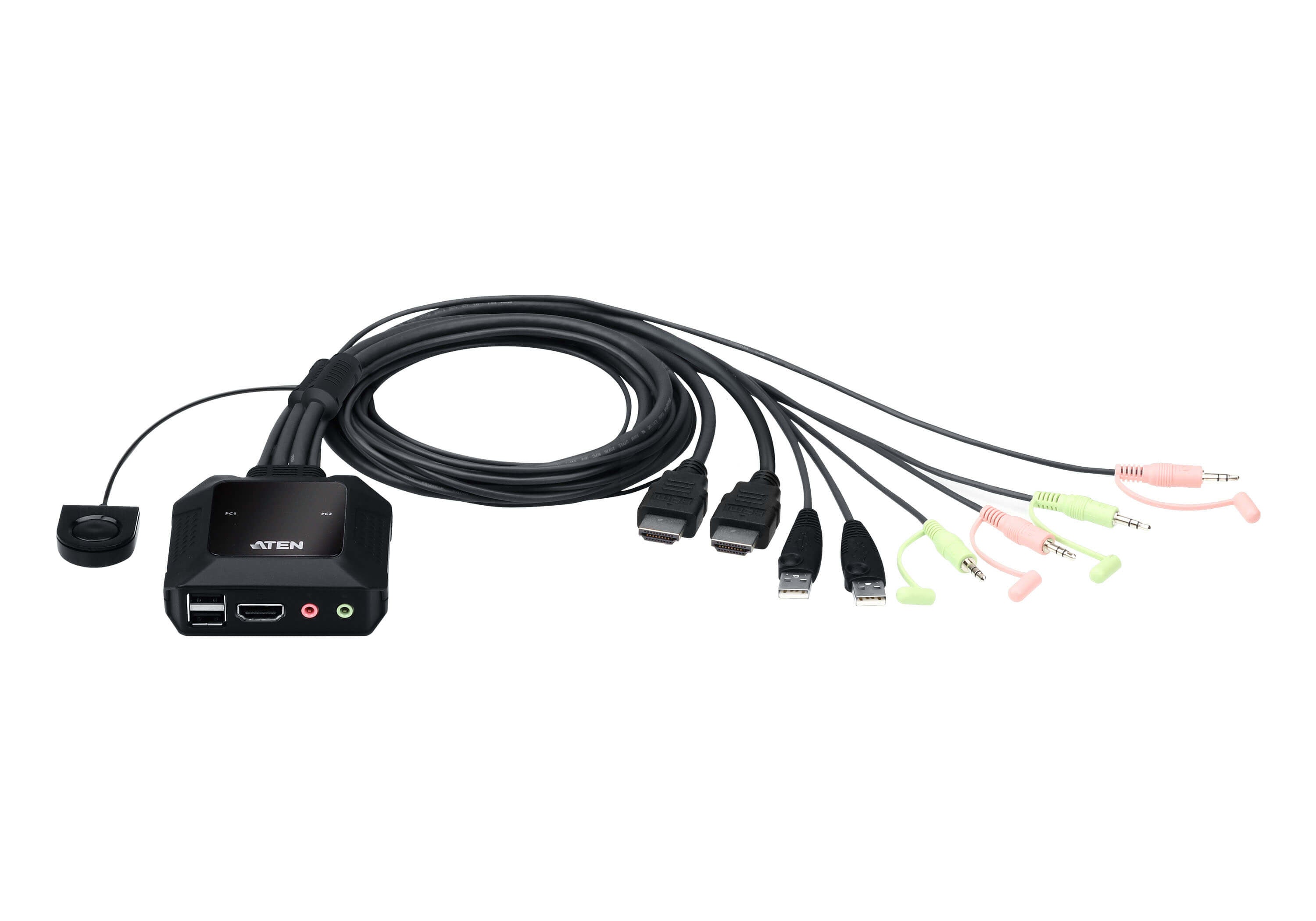 ATEN 2-Port HDMI KVM-Switch – 4K/60 Hz, USB-Hub, Audio, Desktop