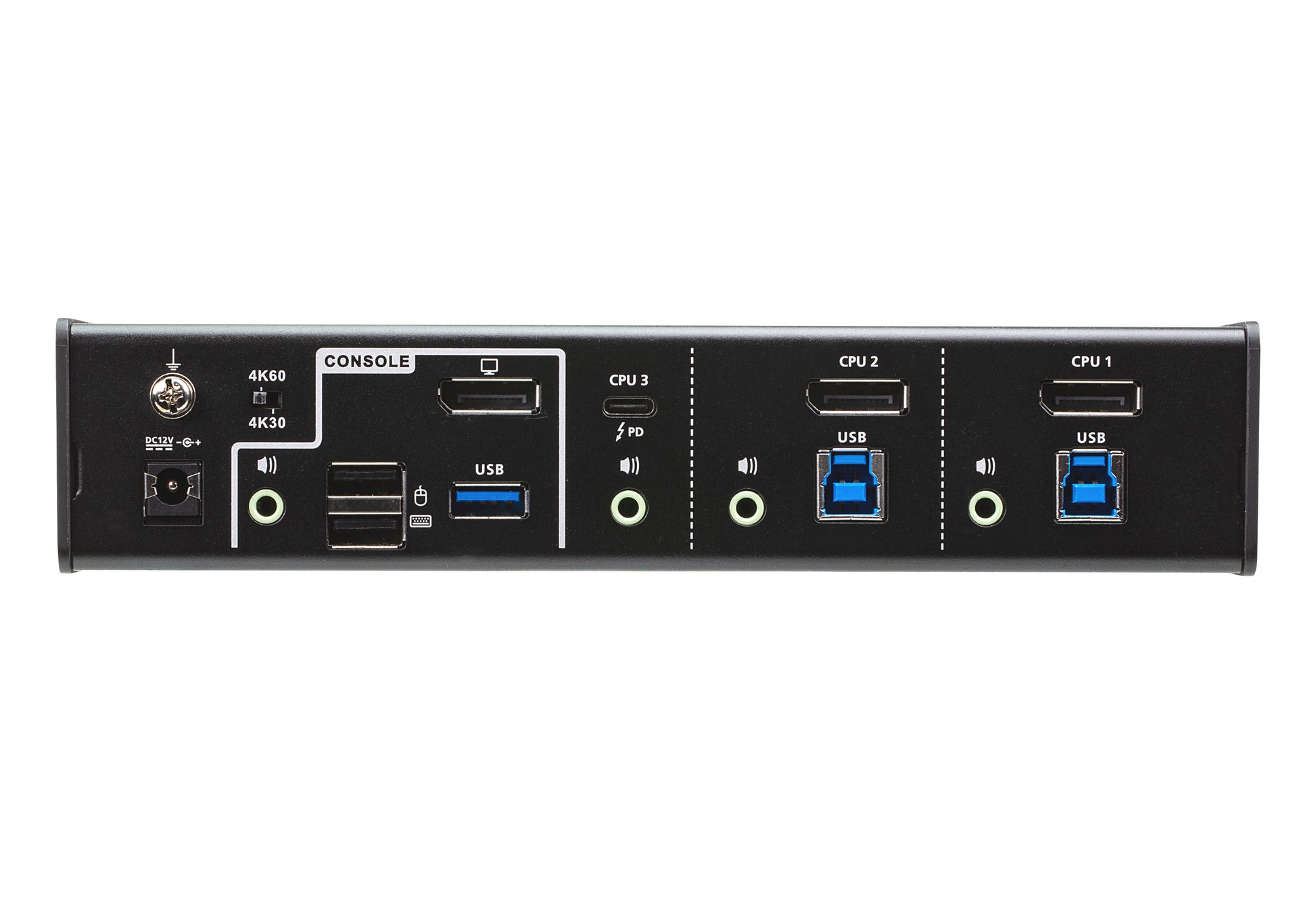 ATEN CS1953 – KVM-Switch – 3×Computer, 2×DP, 1×USB-C, 2×USB-A, 4K 60 Hz, PD 45 W, Schwarz