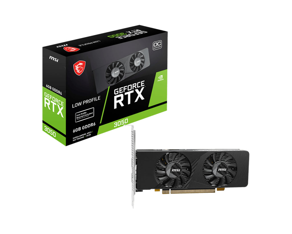 MSI GeForce RTX 3050 LP 6G OC – PCIe Grafikkarte – 6 GB GDDR6, 2×HDMI, 1×DisplayPort, PCIe x8 4.0, 70 W