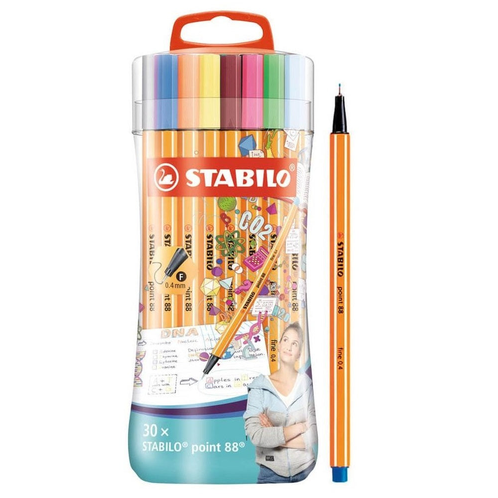 STABILO point 88 Fineliner – 30 Stk., 0,4 mm, sortiert, belüftete Kappe