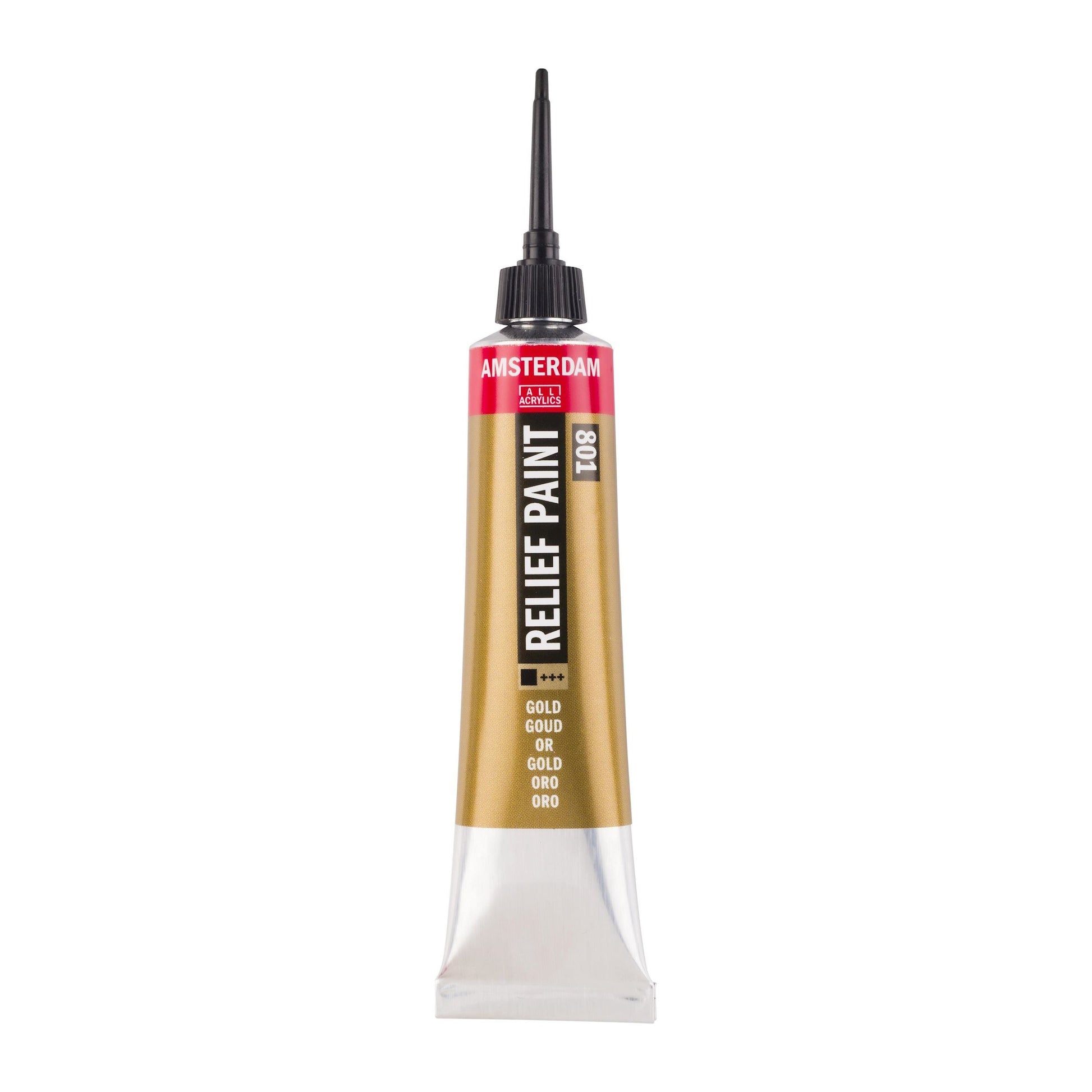 Royal Talens Amsterdam Reliefpaint Acrylfarbe – Gold 801, 3D-Effekt – 20 ml, Tube – für Papier