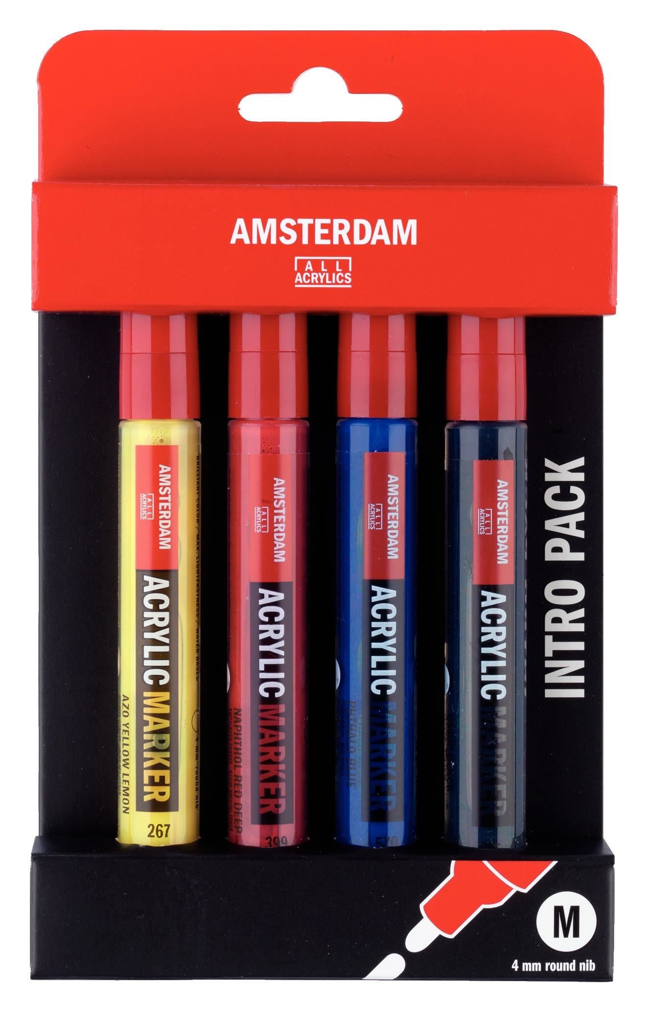 Royal Talens Amsterdam Basic Set Acrylmarker – Rundspitze 4 mm – 4er-Set