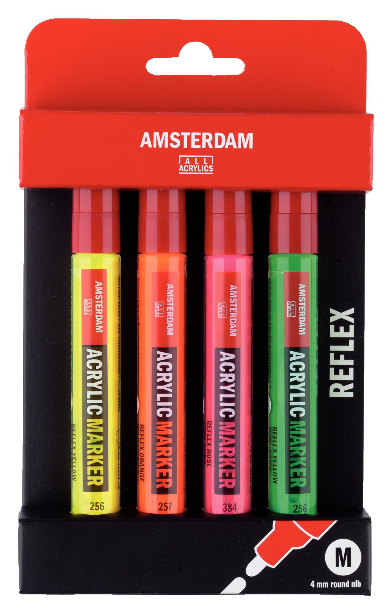 Royal Talens Acrylmarker – reflexgelb, reflexorange, reflexrosa, reflexgrün, 4er Set