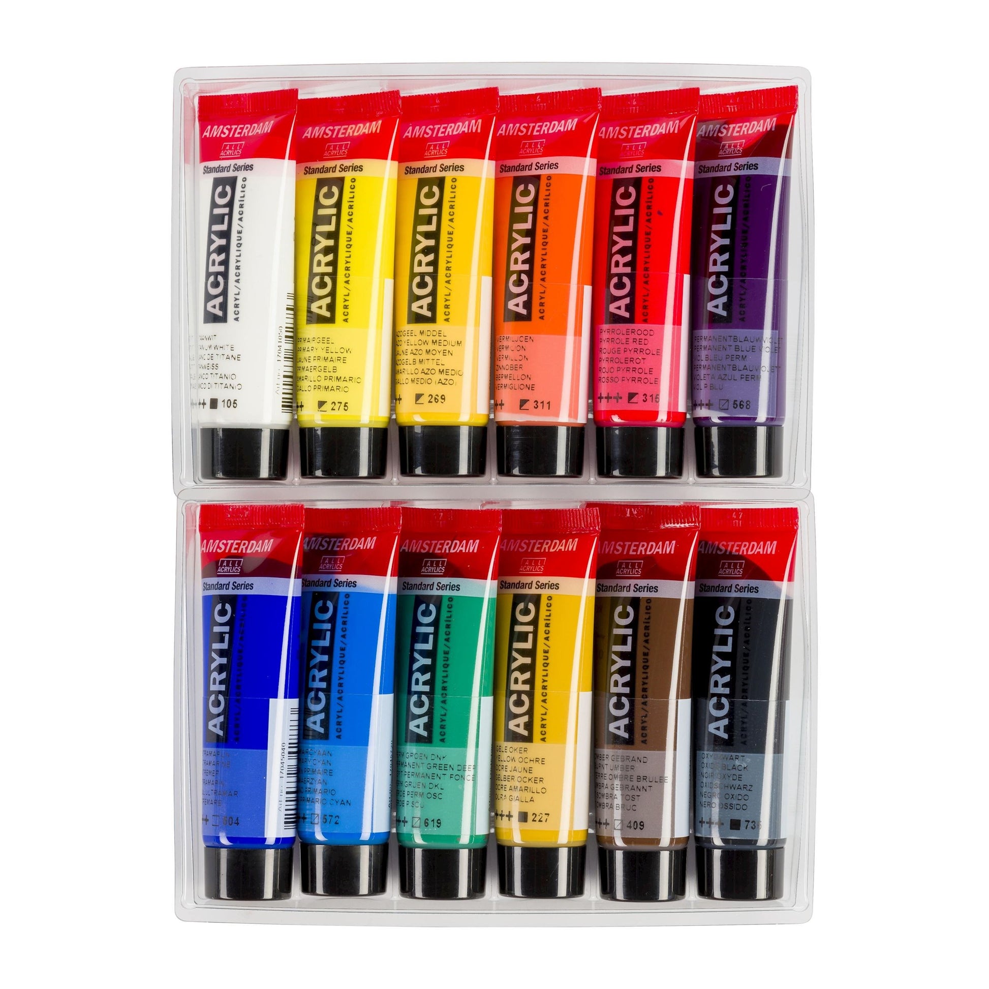Royal Talens Amsterdam – Acryl Standard – Acrylfarbe – Set – 12 Farben, 12 × 20 ml