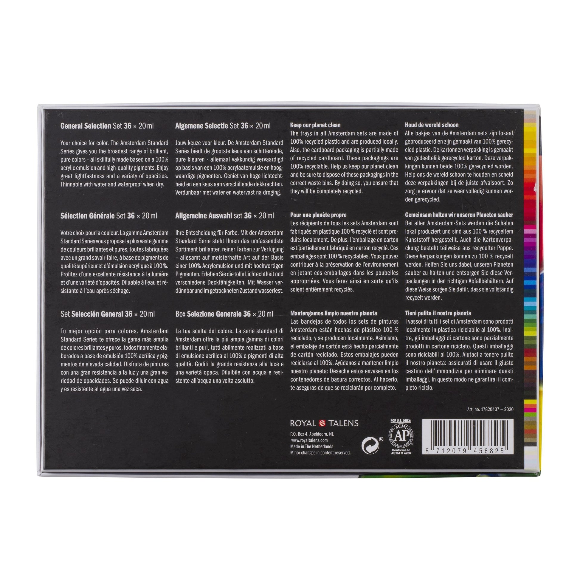 Royal Talens Amsterdam – Acrylic Standard – Acrylfarbe – Set – 36 Farben, sortiert, 36 × 20 ml