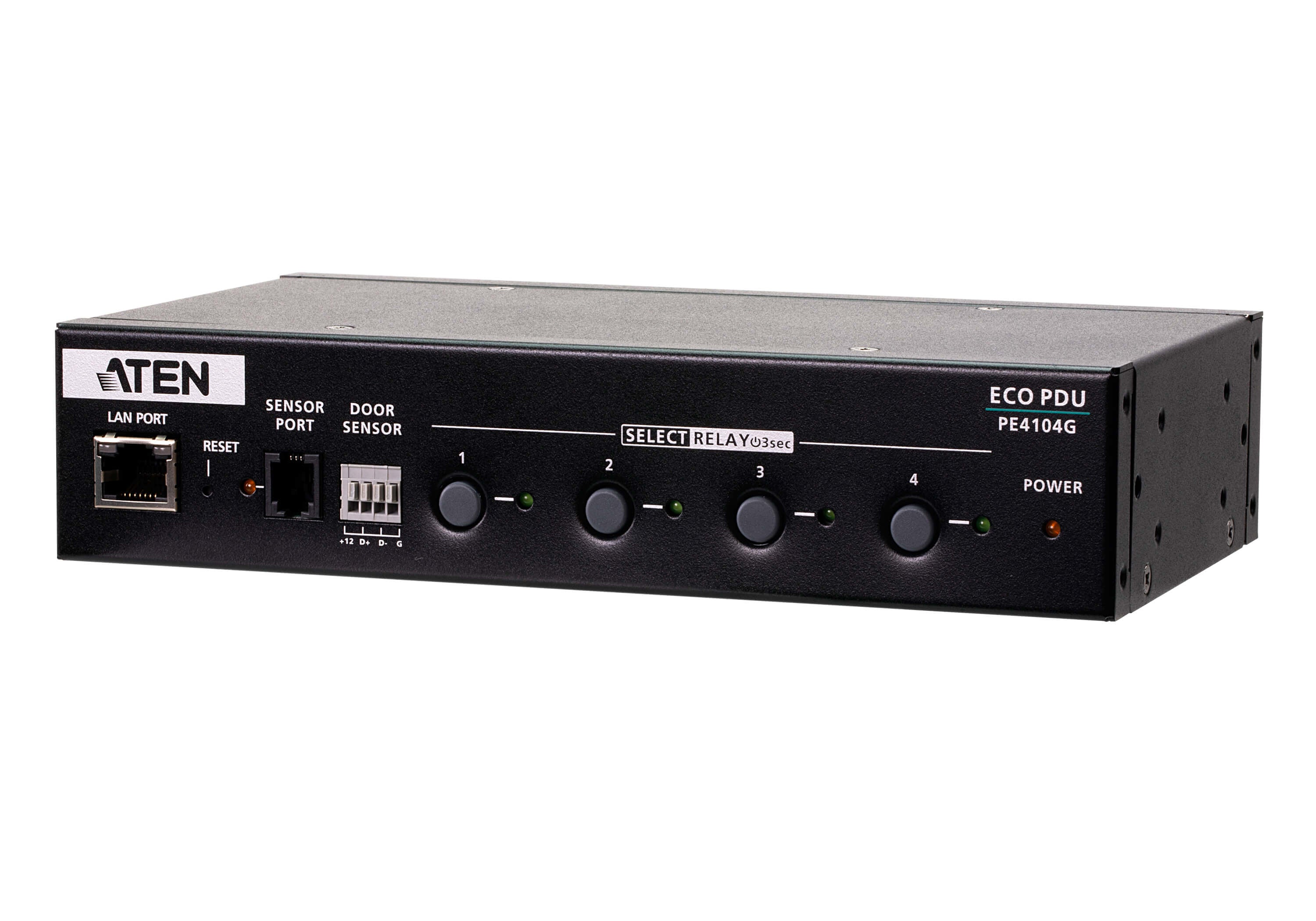 ATEN PDU 1U Half-rack – C13×4, RJ-45×1 – geschaltet, Auto-Ping & Reboot, Reset-Knopf – IEC C14 Eingang, 10 A –
