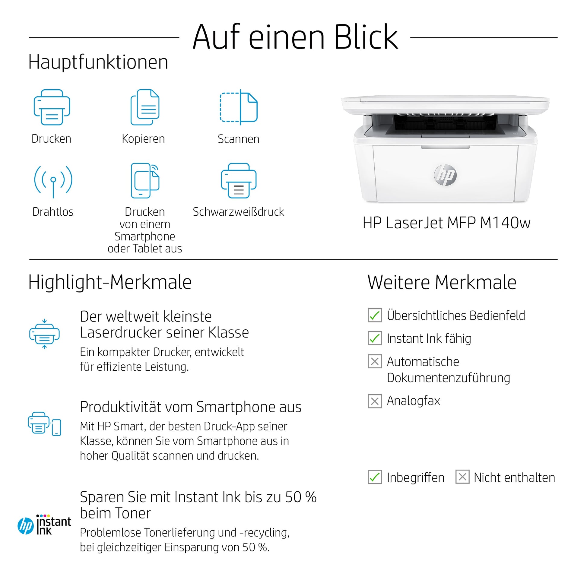 HP LaserJet M140W – S/W Laser-MFP, 3-in-1