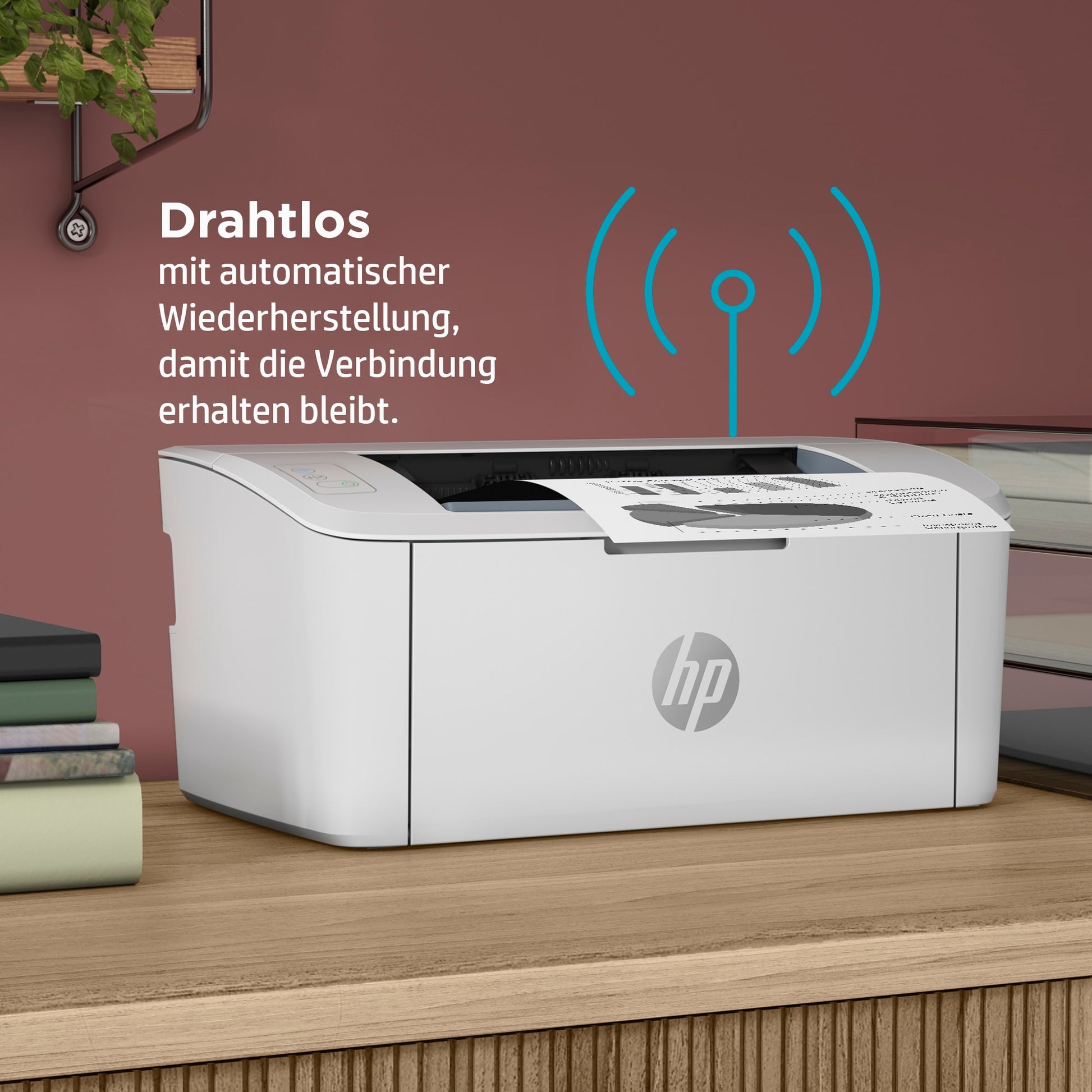 HP LaserJet M110w – A4, S/W, 20 S./Min., 600 × 600 dpi, WLAN/LAN/USB, Papier: 150 Blatt