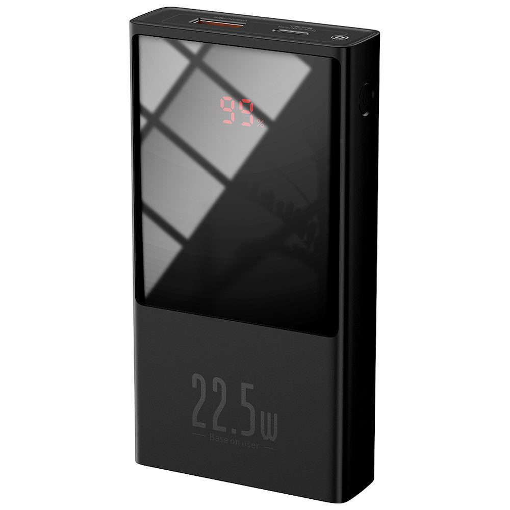 Baseus Powerbank 20000 mAh, 1× USB-A, 1× USB-C, mit Batterieladeanzeige, für Smartphones, Tablets, Schwarz