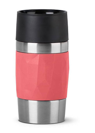 EMSA Thermobecher Travel Mug Compact – 3 dl – Edelstahl, isoliert, auslaufsicher, spülmaschinenfest – Rot
