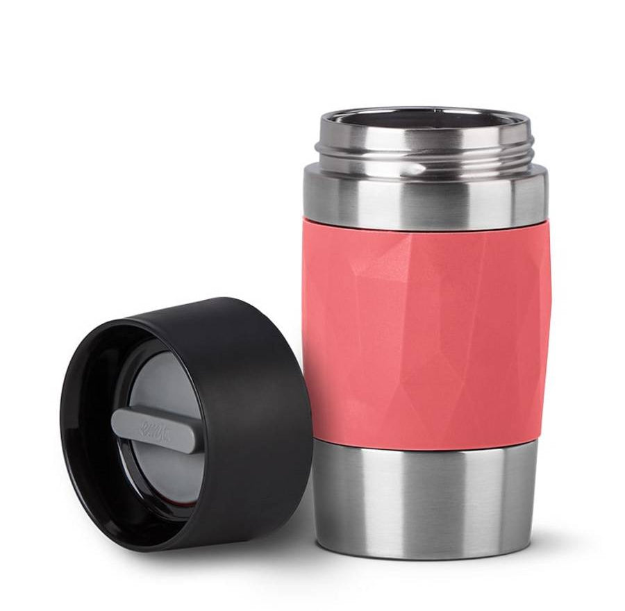 EMSA Thermobecher Travel Mug Compact – 3 dl – Edelstahl, isoliert, auslaufsicher, spülmaschinenfest – Rot