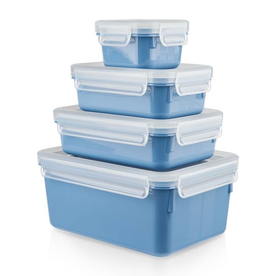 EMSA Clip & Close – Vorratsdose 200 ml, 550 ml, 800 ml, 2,2 l, Kunststoff (PP/TPE), 4-teilig, Blau