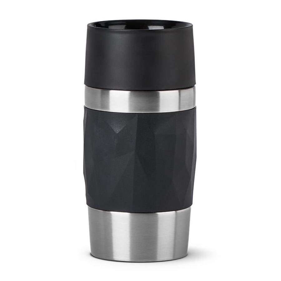 EMSA Thermobecher Travel Mug Compact – 3 dl – Edelstahl, isoliert, auslaufsicher – schwarz