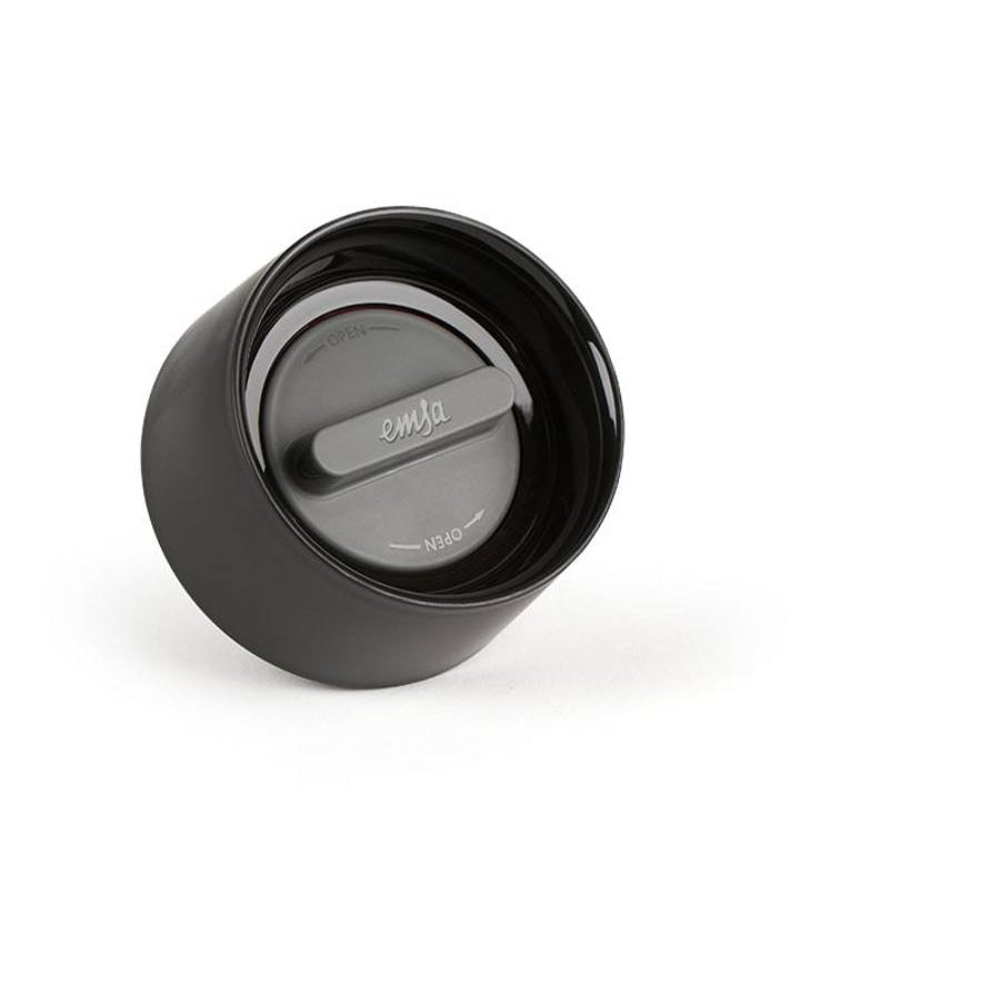 EMSA Thermobecher Travel Mug Compact – 3 dl – Edelstahl, isoliert, auslaufsicher – schwarz