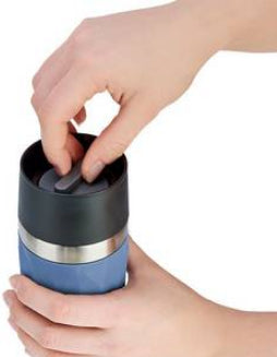 EMSA Thermobecher Travel Mug Compact – 3 dl – Edelstahl, isoliert, auslaufsicher – Blau