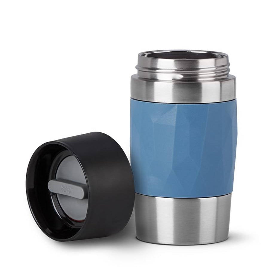 EMSA Thermobecher Travel Mug Compact – 3 dl – Edelstahl, isoliert, auslaufsicher – Blau