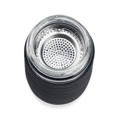 EMSA Thermobecher Tea2go – 4,2 dl – Glas, isoliert, Deckel – schwarz