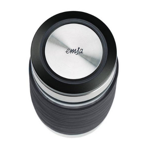 EMSA Thermobecher Tea2go – 4,2 dl – Glas, isoliert, Deckel – schwarz