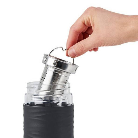 EMSA Thermobecher Tea2go – 4,2 dl – Glas, isoliert, Deckel – schwarz