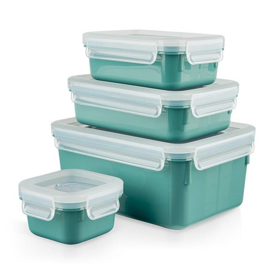 EMSA Clip & Close – Vorratsdosen 4-teilig, 200/550/800 ml/2,2 l, PP/TPE, grün/transparent