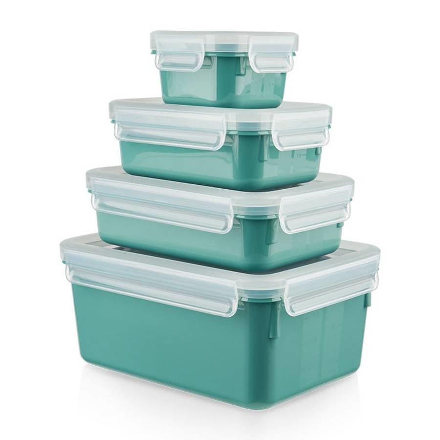EMSA Clip & Close – Vorratsdosen 4-teilig, 200/550/800 ml/2,2 l, PP/TPE, grün/transparent