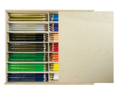 Eberhard Faber Buntstifte TRI WINNER – 18 Farben, im Holzkoffer, Ø 5 mm, dreikantig