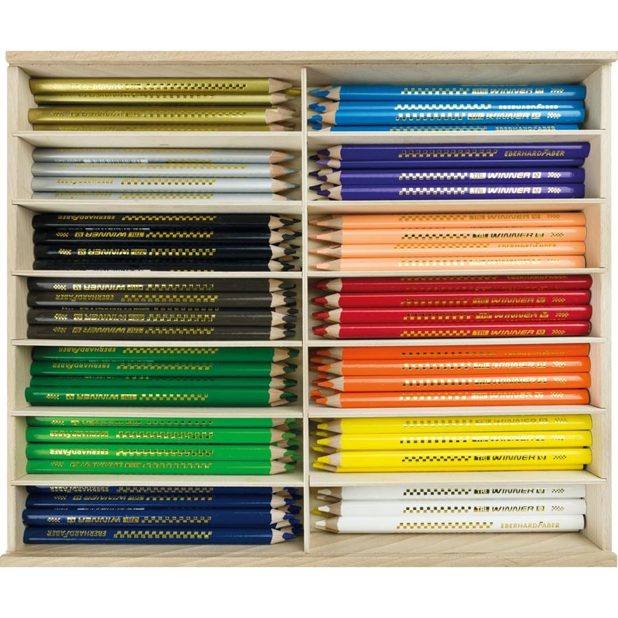 Eberhard Faber Buntstifte TRI WINNER – 18 Farben, im Holzkoffer, Ø 5 mm, dreikantig
