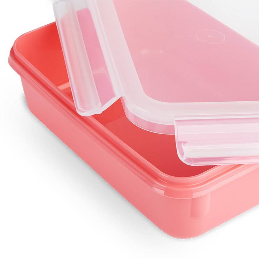 Emsa Vorratsdose Clip & Close – 0,2/0,55/0,8/2,2 l – eckig – 22,5 × 9,9 × 16,3 cm – PP/TPE – Koralle – 4 Stück