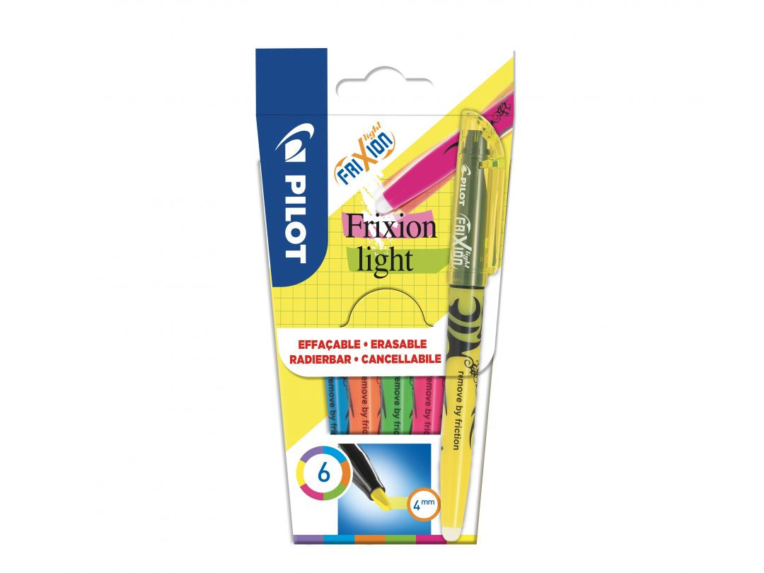 Pilot FriXion Light Textmarker Set 6 Farben – Keilspitze, 3,3 mm, radierbar
