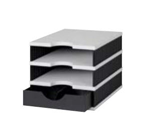 styrodoc uno – Dokumentenablage 3 Fächer, Polystyrol (PS), schwarz/grau, 225 × 49 × 315 mm