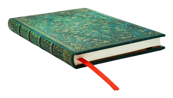 Paperblanks Notizbuch, blanko, Fadenheftung, Hardcover, 144 Seiten, 120 g/m² – smaragdgrün, Muster
