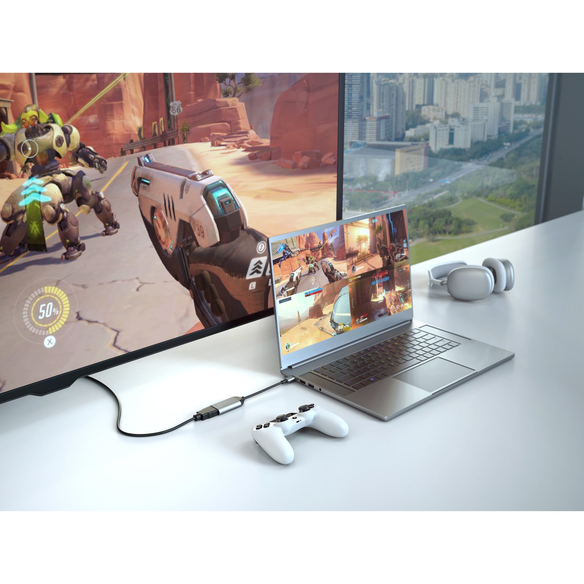 HYPER USB-C (Stecker) auf HDMI (Buchse) Adapter, HDMI 2.1, 7680×4320@144 Hz, HDR, für Mac/Windows/Chrome OS
