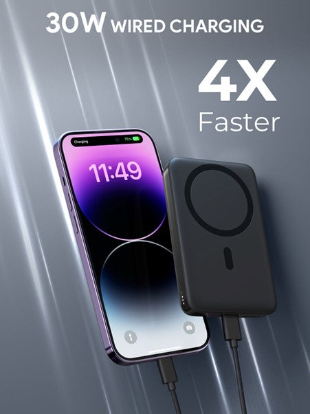 AUKEY MagSafe Powerbank 10000 mAh, PD 20 W, mit Ständer, für iPhone (MagSafe), Grau